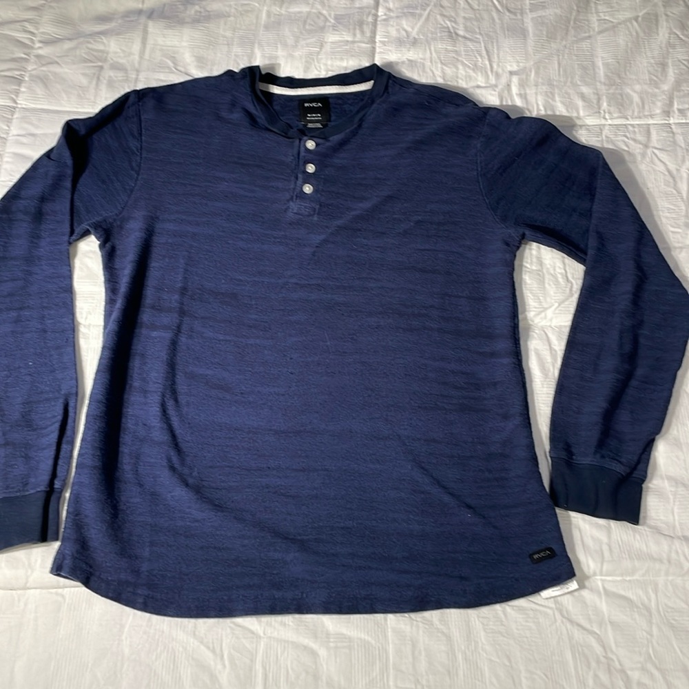 RVCA Men’s Long Sleeve Henley 3 Button Top Size Medium